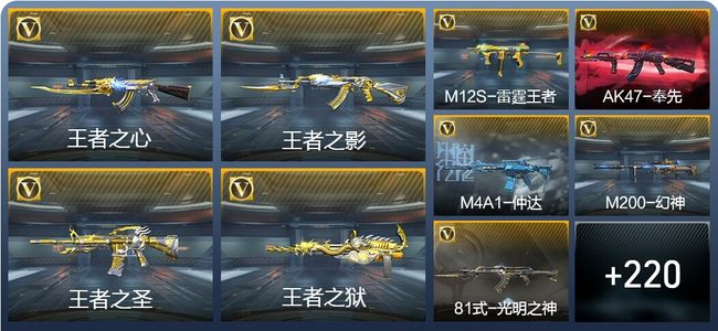 穿越火线：枪战王者V5 20王者武器 229英雄武器 7英雄角色 357万化 大师SS