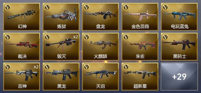 穿越火线（CF）1炫金武器 35V武器 1V角色 12皮肤 可排位 传奇