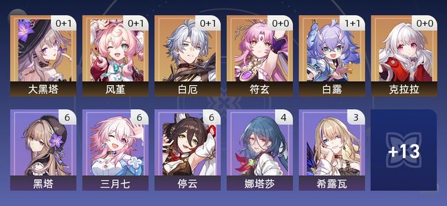 崩坏：星穹铁道13黄 7角色黄 6光锥黄 6五星角色 6五星光锥 63级 女主