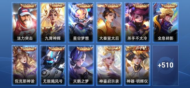 王者荣耀V10 10典藏 1无双 54传说 173史诗 521皮肤 至尊星耀III