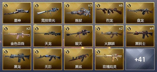 穿越火线（CF）1王者武器 4炫金武器 55V武器 1V角色 13皮肤 可排位 枪王
