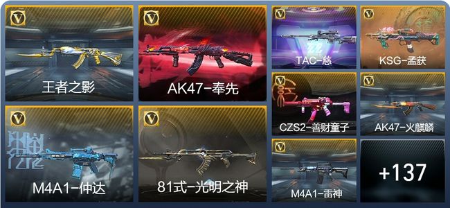 穿越火线：枪战王者V5 3王者武器 146英雄武器 4英雄角色 195万化 枪皇