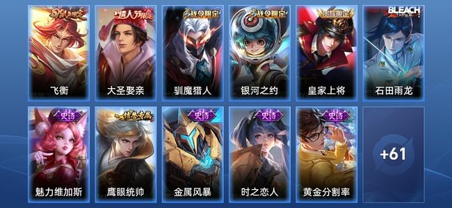 王者荣耀V1 11史诗 73皮肤 尊贵铂金I