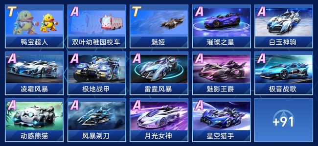 QQ飞车手游V9 2永久T车 63永久A车 105永久赛车 37宠物 男号 铂金