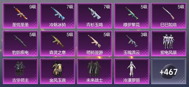 和平精英【苹果版】9升级枪 7粉装 2尾迹 296枪皮 202套装 8,6036热力 12印记 超级王牌