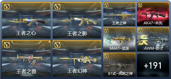 穿越火线：枪战王者V8 20王者武器 221英雄武器 1英雄角色 493万化 枪王SSS