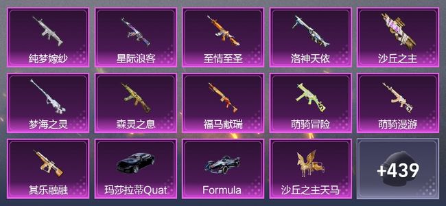 和平精英3载具 8粉装 1尾迹 1枪皮 214套装 8,8582热力 20印记