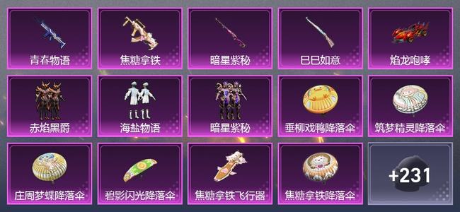 和平精英1载具 0升级枪 3粉装 6尾迹 142枪皮 107套装 47902热力 4印记