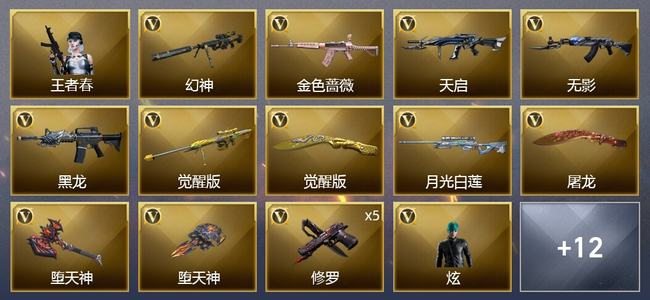 穿越火线（CF）1王者武器 26V武器 1V角色 6皮肤 可排位 大师