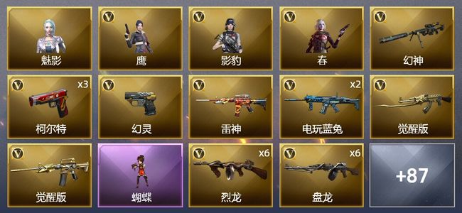 穿越火线（CF）6王者武器 2炫金武器 112V武器 3V角色 31皮肤 可排位 枪王