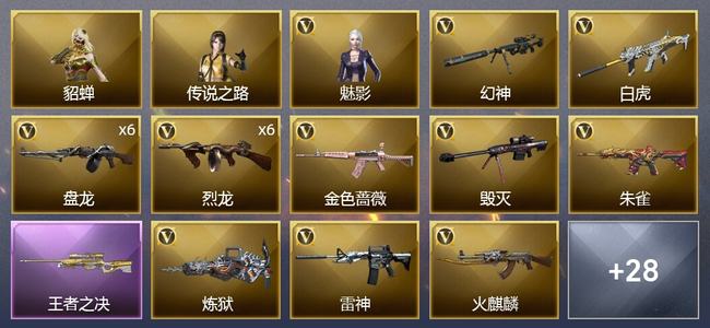 穿越火线（CF）1王者武器 48V武器 1V角色 12皮肤 可排位 枪王