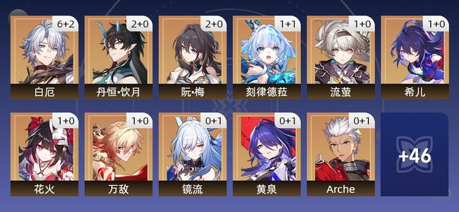 崩坏：星穹铁道107黄 67角色黄 40光锥黄 35五星角色 15五星光锥 70级 女主