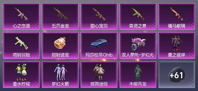 和平精英2载具 11粉装 235枪皮 217套装 6印记 青铜