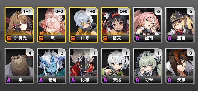 绝区零7黄 6角色黄 4S角色 1S音擎 4S邦布 男主 52