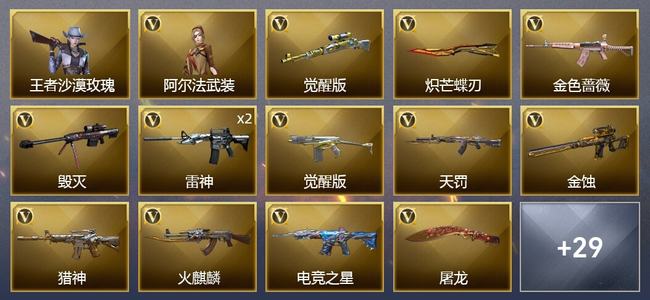 穿越火线（CF）1王者武器 26V武器 3V角色 12皮肤 可排位 新锐