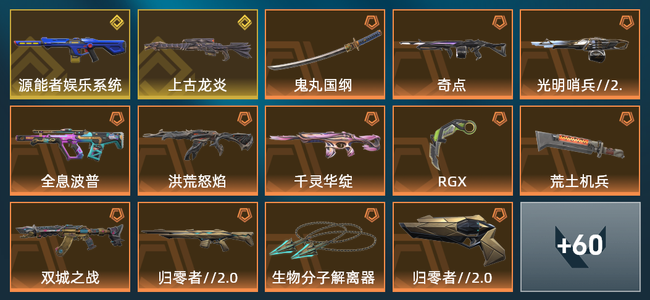 无畏契约18橙皮 2金皮 6紫皮 74皮肤 41440皮肤总价值 760已用源晶 黄金