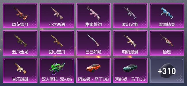 和平精英5载具 11升级枪 9粉装 257枪皮 178套装 11印记 王牌