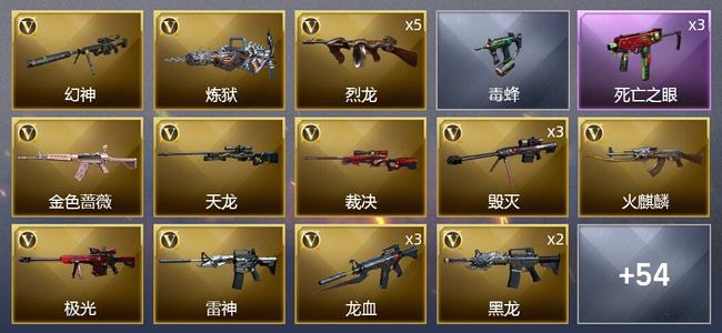 穿越火线（CF）12王者武器 5炫金武器 52V武器 4V角色 17皮肤 可排位 专家