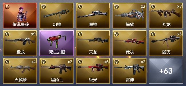 穿越火线（CF）1传说角色 9王者武器 2炫金武器 93V武器 4V角色 21皮肤 可排位 枪王