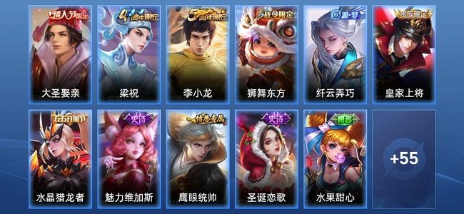 王者荣耀11史诗 66皮肤 95英雄 尊贵铂金IV