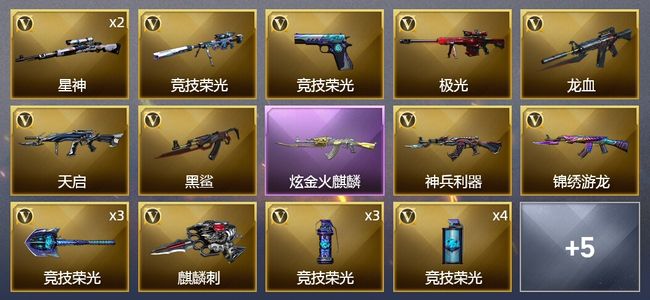 穿越火线（CF）1炫金武器 24V武器 3V角色 5皮肤 可排位 新锐