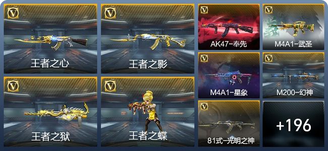 穿越火线：枪战王者V8 8王者武器 255英雄武器 7英雄角色 463万化 枪皇SS