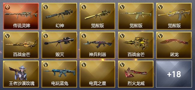 穿越火线（CF）1传说武器 1炫金武器 31V武器 11皮肤 可排位 大师