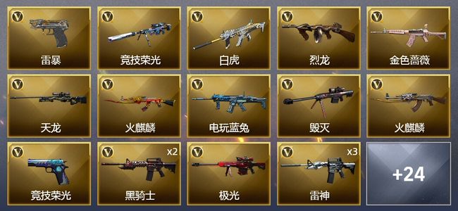 穿越火线（CF）1炫金武器 58V武器 2V角色 20皮肤 可排位 宗师