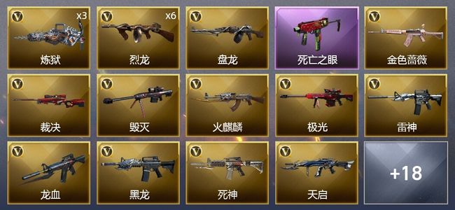 穿越火线（CF）4王者武器 2炫金武器 31V武器 1V角色 6皮肤 可排位 新锐