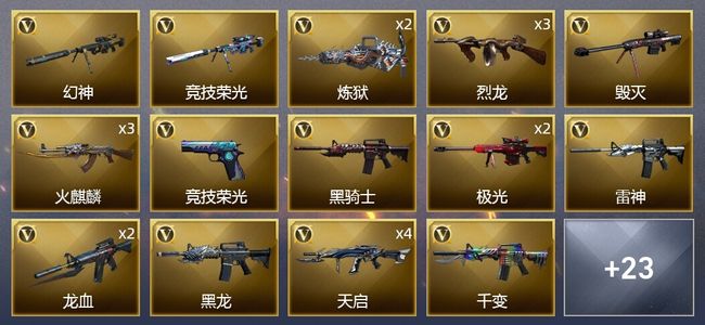穿越火线（CF）1炫金武器 50V武器 1V角色 2皮肤 可排位 新锐