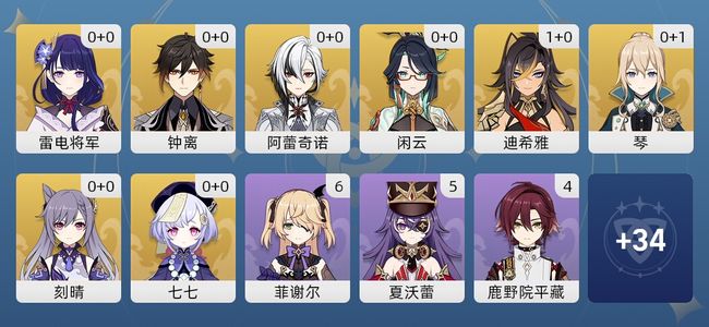 原神12黄 9角色黄 3武器黄 8五星角色 3五星武器 男主 56级