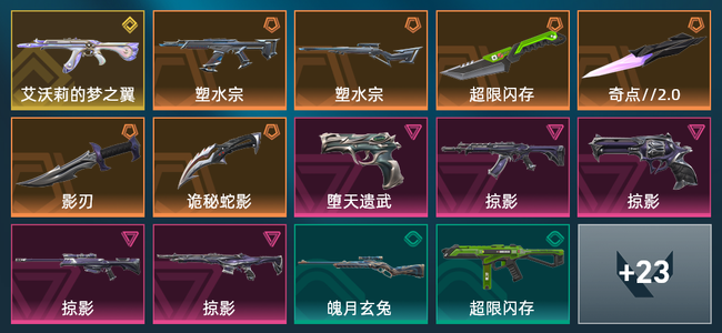 无畏契约6橙皮 1金皮 5紫皮 37皮肤 18270皮肤总价值 355已用源晶