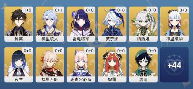 原神26黄 21角色黄 5武器黄 15五星角色 5五星武器 女主 58级