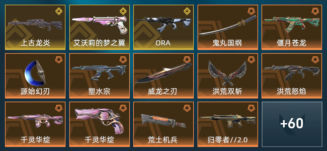 无畏契约28橙皮 3金皮 8紫皮 101皮肤 64090皮肤总价值 1350已用源晶 黄金