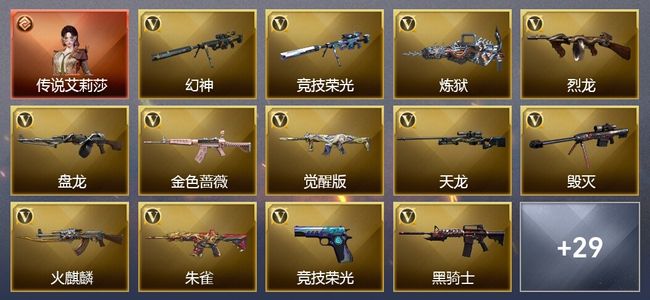 穿越火线（CF）1传说角色 4王者武器 1炫金武器 57V武器 26V角色 16皮肤 可排位