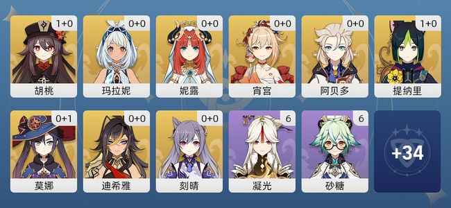 原神15黄 11角色黄 4武器黄 9五星角色 4五星武器 女主 56级