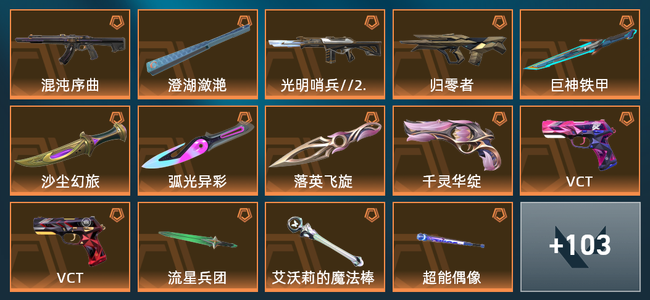 无畏契约21橙皮 6紫皮 117皮肤 39010皮肤总价值 875已用源晶 黄金