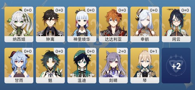 原神16黄 15角色黄 1武器黄 13五星角色 1五星武器 女主 57级