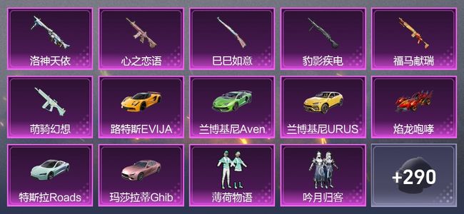 和平精英6载具 6升级枪 5粉装 3尾迹 160套装 73826热力 5印记