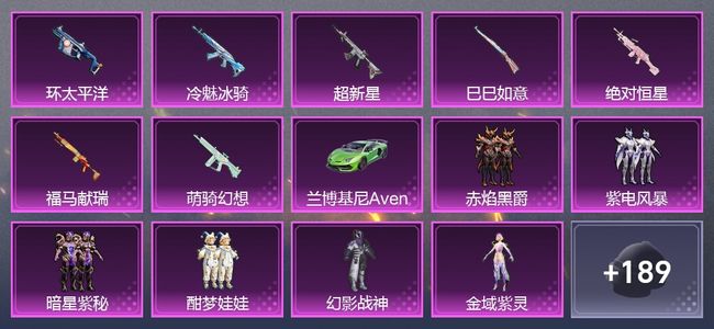 和平精英1载具 7升级枪 7粉装 3尾迹 101套装 4,8949热力 4印记