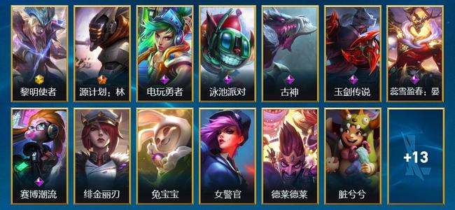 英雄联盟手游（lol手游）1神话 1传说 6史诗 26皮肤 37英雄 大师