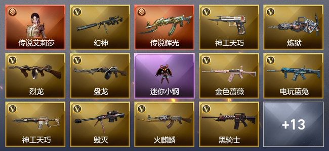 穿越火线（CF）1传说角色 2传说武器 7王者武器 55V武器 3V角色 6皮肤 可排位