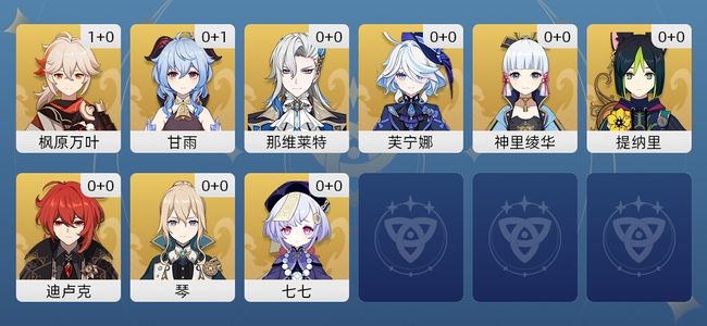 原神11黄 10角色黄 1武器黄 9五星角色 1五星武器 女主 55级