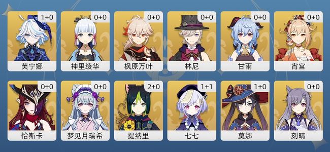 原神19黄 17角色黄 2武器黄 12五星角色 2五星武器 女主 56级