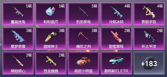 和平精英4载具 12升级枪 10粉装 2飞行器 109枪皮 75套装 42801热力 2印记