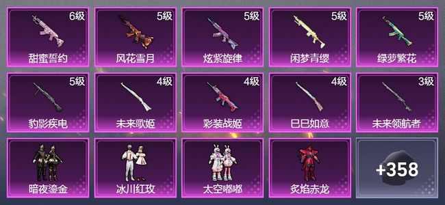 和平精英10升级枪 10粉装 3飞行器 203枪皮 162套装 71605热力 6印记 黄金