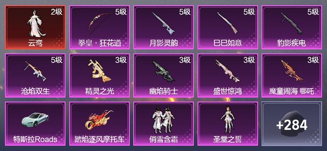 和平精英2载具 9升级枪 7粉装 178枪皮 114套装 58586热力 2印记 星钻