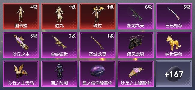 和平精英2载具 5升级枪 1粉装 9尾迹 109枪皮 63套装 44944热力 5印记