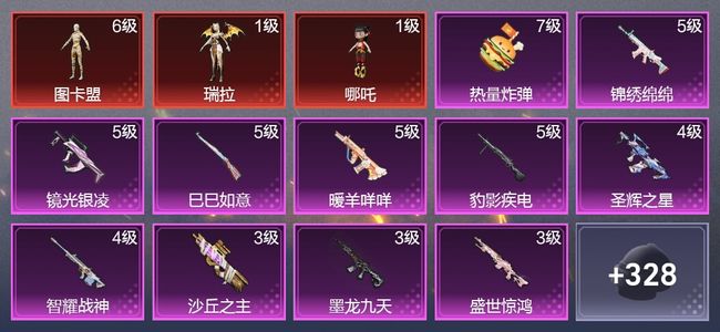 和平精英1载具 15升级枪 3粉装 10尾迹 217枪皮 114套装 83618热力 10印记 星钻