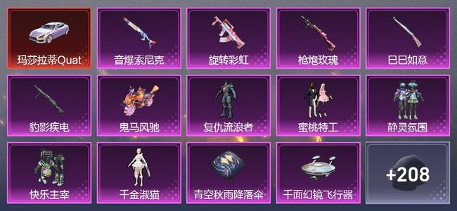 和平精英2载具 5升级枪 5粉装 2尾迹 113枪皮 90套装 12印记